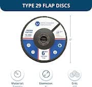 Benchmark Abrasives 6" x 7/8" Premium High Density Jumbo Zirconia Type 29 Flap Discs for Angle Grinder, 6 Inch Sanding Discs, Finishing, Deburring, Rust Removal - (10 Pack) 120 Grit