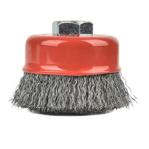 4PCS 3 Inch Carbon Steel Crimped Wire Wheel Cup Brush Set for Grinders, Coarse Crimped with 5/8-Inch-11 Threaded Arbor, Max RPM 12,500, Light-Duty Conditioning for Metal, Rust Removal, Abrasives