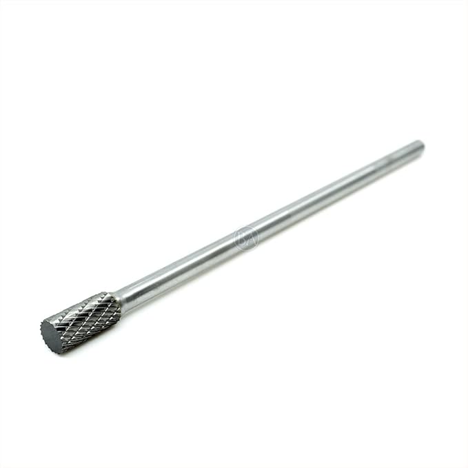 Benchmark Abrasives 6” Cylinder Shape Double Cut Tungsten Carbide Die Grinder Bits Metal Deburring Tool Rotary Burr, 1/4 Inch Shaft, Engraving Tool for Woodworking Shaping Carving (SA-3)