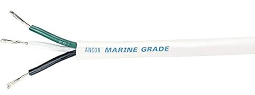 Ancor 133725 Triplex Cable, 16/3 AWG (3 x 1mm2), Round - 250ft, Black/Green/White