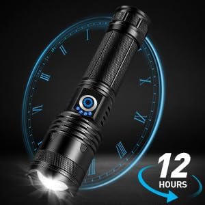 Flashlights High Lumens, 99,000 Lumens LED Flashlight Rechargeable, 5 Modes, Adjustable Beam & 12H Running Time, Powerful and Bright Flash Light for Home/Camping, IPX6 Waterproof
