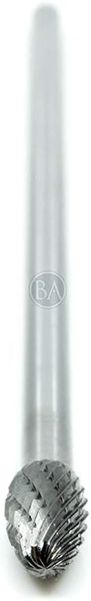 Benchmark Abrasives 6” Oval/Egg Shape Double Cut Tungsten Carbide Die Grinder Bits Metal Deburring Tool Rotary Burr, 1/4 Inch Shaft, Engraving Tool for Woodworking Shaping Carving (SE-3)