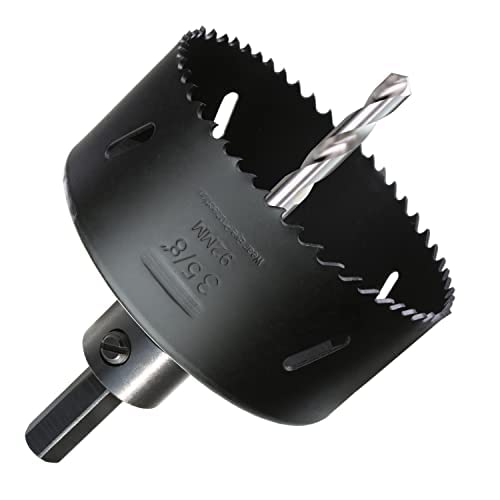 3-5/8” HSS Bi Metal Hole Saw Cutter with Arbor Heavy Duty Hole Saw Bit for Wood Drywall Plastic Aluminum Mild Steel Iron Metal Stainless Steel