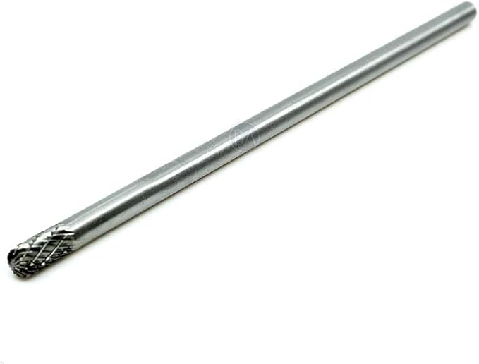 Benchmark Abrasives 6” Cylindrical Ball Nose Shape Double Cut Tungsten Carbide Die Grinder Bits Metal Deburring Tool Rotary Burr, 1/4 Inch Shaft, Engraving Tool for Woodworking Shaping Carving (SC-1)