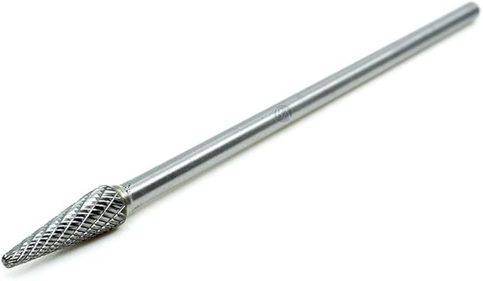 Benchmark Abrasives 6” Taper Shape Radius Double Cut Tungsten Carbide Die Grinder Bits Metal Deburring Tool Rotary Burr, 1/4 Inch Shaft, Engraving Tool for Woodworking Shaping Carving (SL-3)