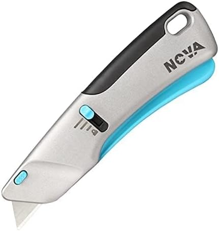 Nova Squeeze Trigger Utility Knife and Heavy Duty Box Cutter, Self Retractable Safety Knife, Ergonomic Aluminum Body, Safety-Lock Design, Durable and Safe