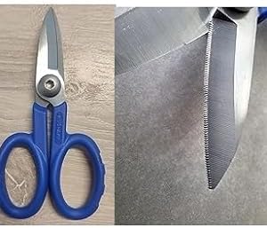 Elfcam® - Kevlar Scissors for Fiber Optics, Super Multi Cutter Made in High Carbon Alloy Steel, Serrated Blade Shear for Gripping Materials, Manufactured by Nusharp (KS-1)