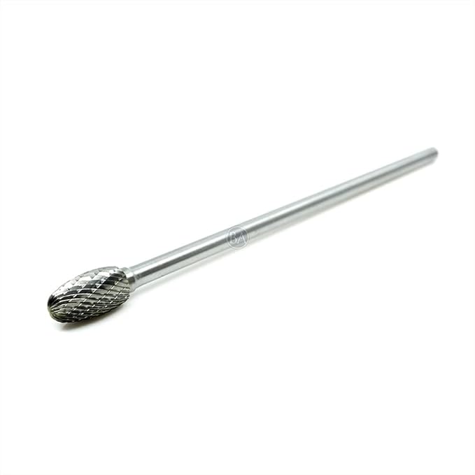 Benchmark Abrasives 6” Oval/Egg Shape Double Cut Tungsten Carbide Die Grinder Bits Metal Deburring Tool Rotary Burr, 1/4 Inch Shaft, Engraving Tool for Woodworking Shaping Carving (SE-5)