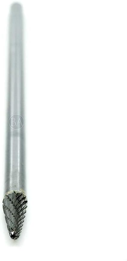 Benchmark Abrasives 6” Taper Shape Radius Double Cut Tungsten Carbide Die Grinder Bits Metal Deburring Tool Rotary Burr, 1/4 Inch Shaft, Engraving Tool for Woodworking Shaping Carving (SL-1)