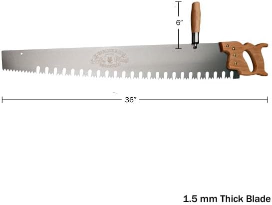 Hand Saw for Wood Cutting - 3’ One Man Crosscut Saw for Logging with Screw-on Auxiliary Handle, Great American Style Teeth, and Self-Clearing Gullets by Kings County Tools