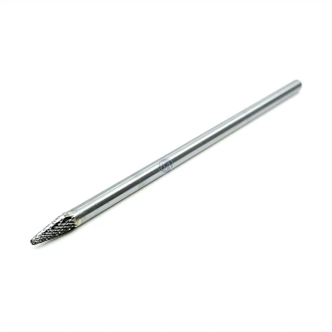 Benchmark Abrasives 6” Taper Shape Radius Double Cut Tungsten Carbide Die Grinder Bits Metal Deburring Tool Rotary Burr, 1/4 Inch Shaft, Engraving Tool for Woodworking Shaping Carving (SL-1)