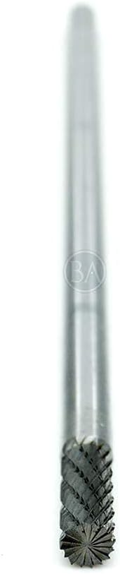 Benchmark Abrasives 6” Cylindrical Shape End Cut Double Cut Tungsten Carbide Die Grinder Bits Metal Deburring Tool Rotary Burr, 1/4 Inch Shaft, Engraving Tool for Woodworking Shaping Carving (SB-1)