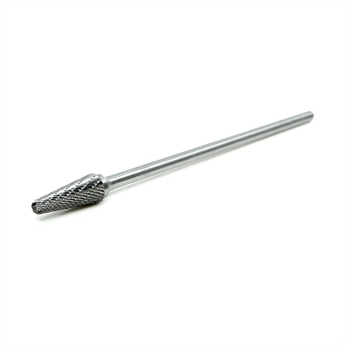 Benchmark Abrasives 6” Taper Shape Radius Double Cut Tungsten Carbide Die Grinder Bits Metal Deburring Tool Rotary Burr, 1/4 Inch Shaft, Engraving Tool for Woodworking Shaping Carving (SL-4)
