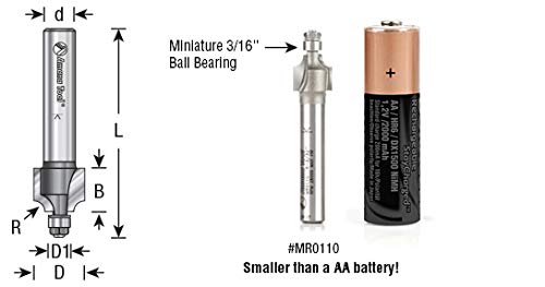 Amana Tool 49547 Carbide Tipped 4 Flute Corner Rounding, Beading, Round-Over Router Bit 1/4 R x 1-1/8 D x 7/16 x 1/4 Inch Shank