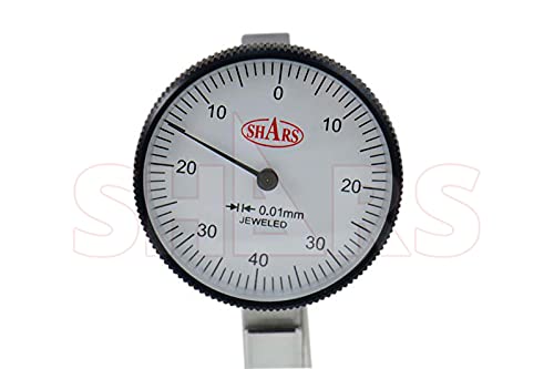 Shars .8mm x .01mm Dial Test Indicator in Fitted Case, White Face 303-3206 P]