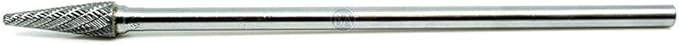 Benchmark Abrasives 6” Taper Shape Radius Double Cut Tungsten Carbide Die Grinder Bits Metal Deburring Tool Rotary Burr, 1/4 Inch Shaft, Engraving Tool for Woodworking Shaping Carving (SL-3)