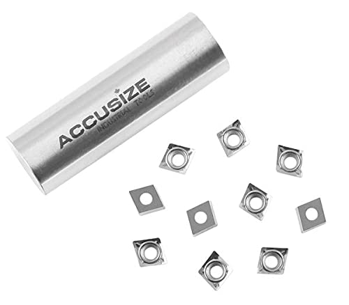 Accusize Industrial Tools CCGT21.51 BU810 Carbide Inserts for Cutting Aluminum, 10 Pc Set, 2000-1008x10