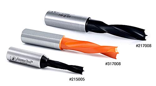 Amana Tool - 217008 Brad Pt. Solid Carbide Dowel Drill Boring Bit R/H 8mm Dia x 70mm Lon