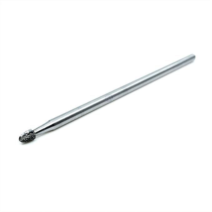 Benchmark Abrasives 6” Oval/Egg Shape Double Cut Tungsten Carbide Die Grinder Bits Metal Deburring Tool Rotary Burr, 1/4 Inch Shaft, Engraving Tool for Woodworking Shaping Carving (SE-1)