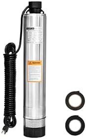 WASSERMANN 4" Septic Submersible Effluent/Cistern Bottom Suction Pump With 33FT Cable, 1HP, 230V/60HZ, 26GPM, 138FT Head, Stainless Steel Deep Well for Septic Tank Home