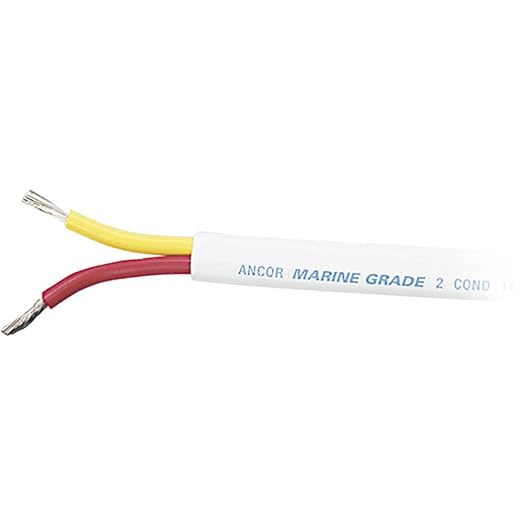 Ancor Marine Grade Products 124525 Safety Duplex Cable, 14/2 AWG (2 x 2mm2), Flat - 250ft,Red/Yellow