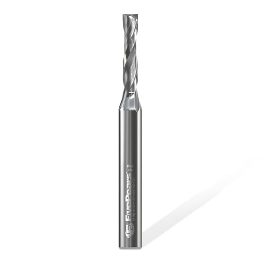 FivePears Up Cut Spiral Router Bit for CNC,3/16 inch Cutting Diameter and 3/4 inch Cutting Length 1/4 inch Shank Carbide End Mill Router Bit for Wood Carving Engraving Grinding Grooving