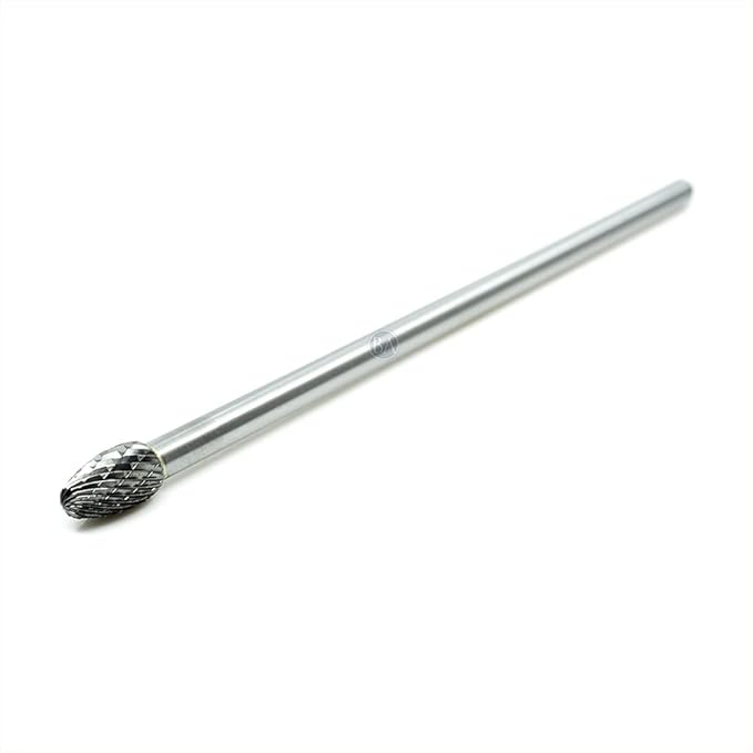 Benchmark Abrasives 6” Oval/Egg Shape Double Cut Tungsten Carbide Die Grinder Bits Metal Deburring Tool Rotary Burr, 1/4 Inch Shaft, Engraving Tool for Woodworking Shaping Carving (SE-3)