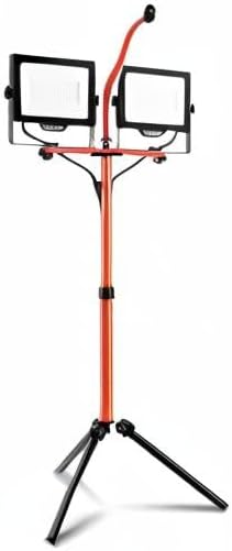 PARMIDA LED Dual-Head Work Light, 6ft Adjustable Tripod Stand, 20,000 Lumen, 200W, UL Approved Power Cord, Durable Aluminum Body, IP65 Waterproof, Foldable Stand, Multi-Directional & Detachable Heads