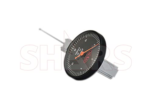 Shars .030" x .0005" Large Black Face Dial Test Indicator with Long Contact Point in Fitted Case 303-3279 P