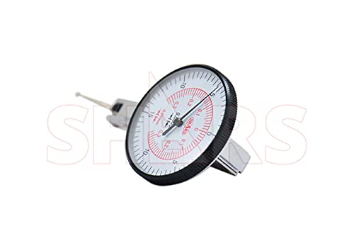 Shars 0.030"/0.6mm Inch Metric Dial Test Indicator, 0.0005"/.01mm Graduation, 1.5" Face Diameter 303-3204 P