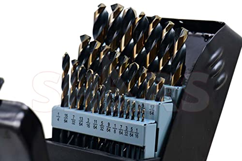 Shars 1/16-1/2 x 64ths 29 Pcs HSS 6542 Jobber Drill 29 Pcs Set 135° Point Angle 404-2940 New P)