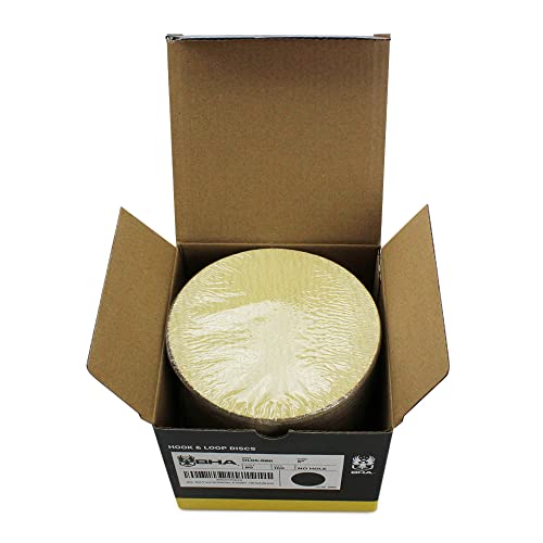 BHA 5" Inch No Hole Hook and Loop Sanding Discs for Orbital DA Sanders - 100 Pack (220 Grit)