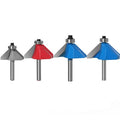 WSOOX 45 Degree Chamfer Router Bits with 1/4" Shank 4PCS Bevel Edge Forming Router Bits (Cutting Diameter:5/8",3/4",7/8",1")