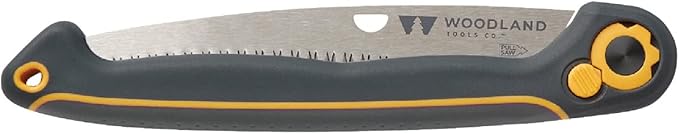 Woodland Tools Duralight Folding Saw – Curved Pruning Saw with Hardened Steel Blade, 3-Position Lock, Soft Grip Handle – Manual Tool for Tree Trimming, Branch Cutting, and Yard Work