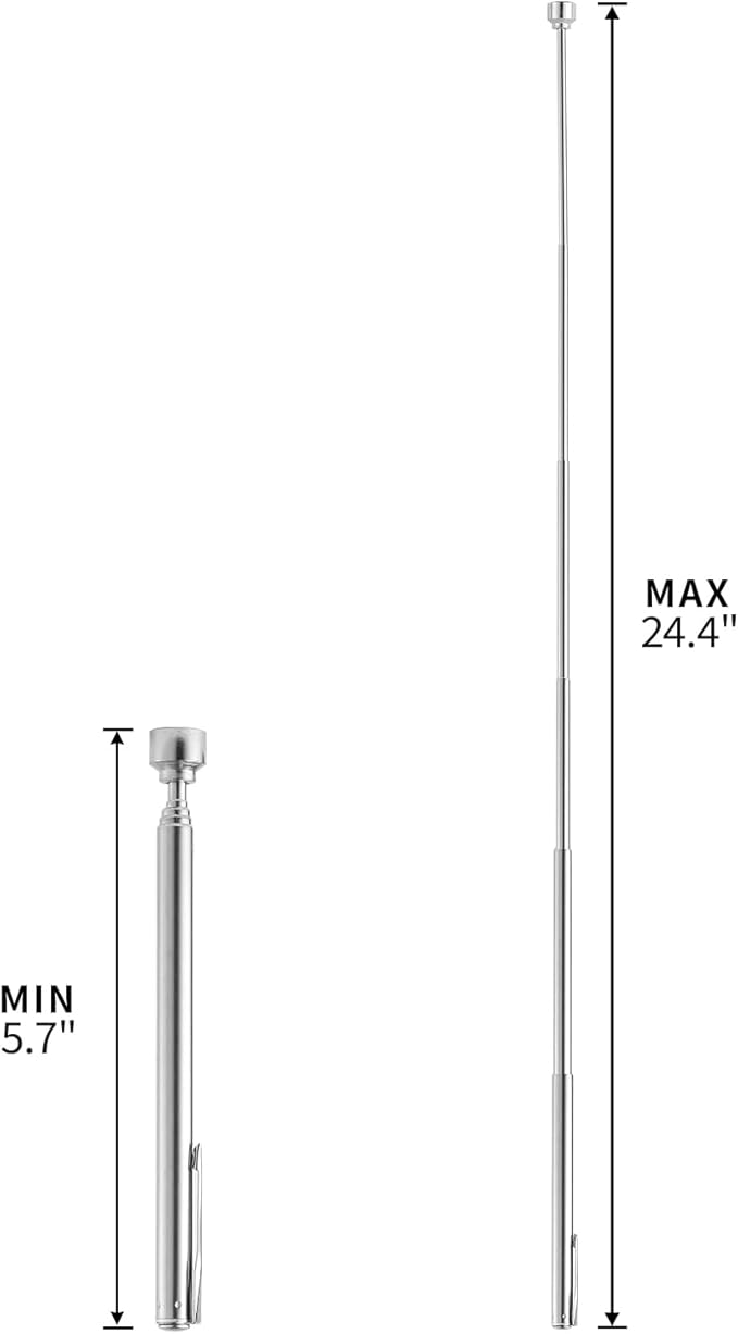 5LBs Telescoping Magnetic Pickup Tool, Magnet Stick Rod with Pen Clip Design, Extendable 5.7" to 24.4", for Men Gift Birthday, Father's Day, Christmas