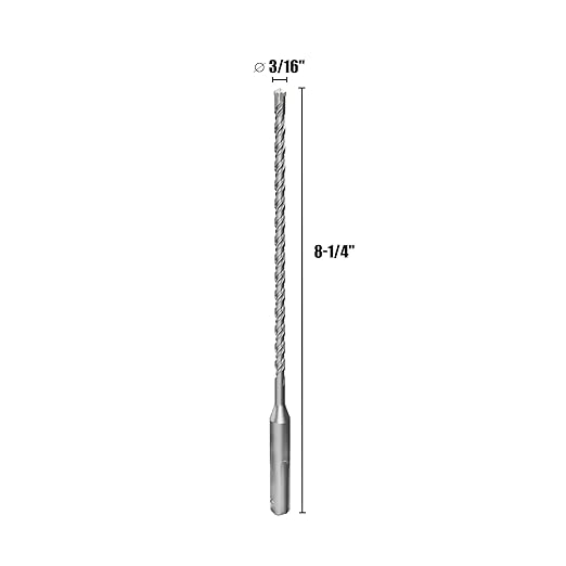 CSOOM SDS Plus Rotary Hammer Drill Bit 3/16"x8.27", Professional Concrete Drill Bit for Concrete, Brick, Stone and Cement Walls