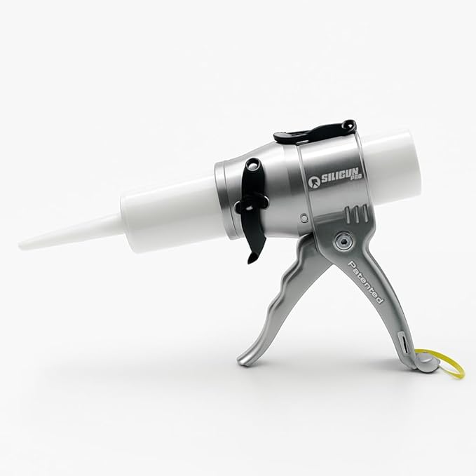 SILIGUN™ PRO Compact 24:1 Caulking Gun - No Drip Caulk Gun - Patent Design - Lightweight Aluminum Frame - Works with all 10 oz Tubes (SILIGUN PRO Scraper Kit)