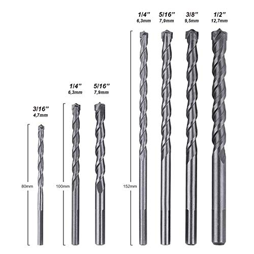 10PCS, 3/8" x 6", SDS Plus, Hammer Drill Bits, Rotary Hammer Drill Bits