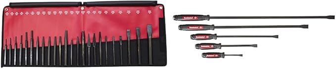 Mayhew Pro 61050 Punch and Chisel Kit, 24-Piece & Mayhew 61366 Dominator Pry Bar Set, Curved, 5-Piece