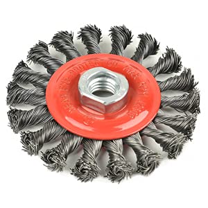 2 Pieces - 4 Inch Twist Knotted Wire Wheel Brush for Grinders and Angle Grinder - 5/8 Inch-11 Threaded Arbor - 0.020 Inch Carbon Steel Wire - Heavy-Duty Conditioning for Metal - 4" x 5/8-Inch | 11 UNC