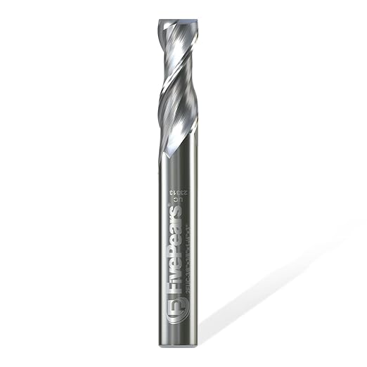 FivePears Up Cut Spiral Router Bit for CNC, 3/8 inch Cutting Diameter and 1-1/4 inch Cutting Length 3/8 inch Shank Carbide End Mill Router Bit for Wood Carving Engraving Grinding Grooving