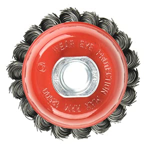 2 Pieces - 3 Inch Twisted Knotted Wheel Cup Brush with 5/8"-11 Threaded Arbor for Angle Grinder, Max RPM 12,500, Heavy-Duty Conditioning for Metal - 0.020in Carbon Steel for Rust Removal, Abrasives
