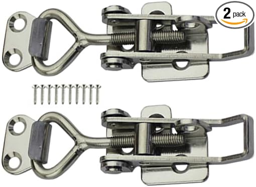SYINE Adjustable Buckle Cabinet Boxes Lever Handle Toggle Latch Lock with Screws, 2 Pcs (SK-1S, 75-95mm)