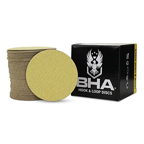 BHA 5" Inch No Hole Hook and Loop Sanding Discs for Orbital DA Sanders - 100 Pack (150 Grit)