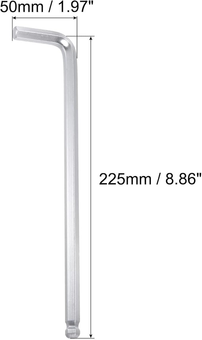 TOP-VIGOR 2Pcs 3/8" Ball End Hex Key Wrench, L Shaped Long Arm Allen Wrench for Household DIY, Professional Machine Repairing, CR-V