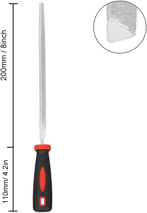 YKLP 8inch Diamond Coated Triangle File Plastic Handle Hand Tools for Grinding on Glass, Stone, Marble, Rock, Bone 120 Grit1