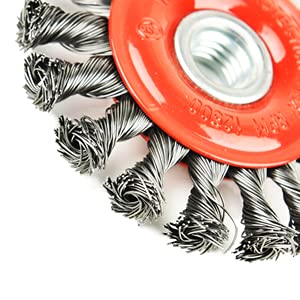 2 Pieces - 4 Inch Twist Knotted Wire Wheel Brush for Grinders and Angle Grinder - 5/8 Inch-11 Threaded Arbor - 0.020 Inch Carbon Steel Wire - Heavy-Duty Conditioning for Metal - 4" x 5/8-Inch | 11 UNC