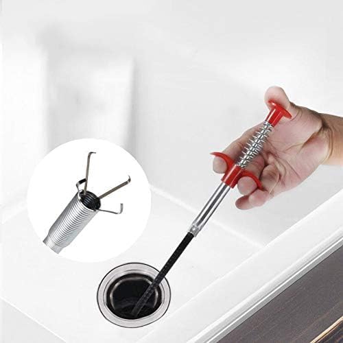 Drain Snake with Bendable Hose & 4 Claws - Flexible Hair Drain Clog Remover Tool for Sink, Toilet, Shower, and Tight Spaces, Grabber Claw Pick Up Reacher for Clogged Drains Cleaning (23.6in)