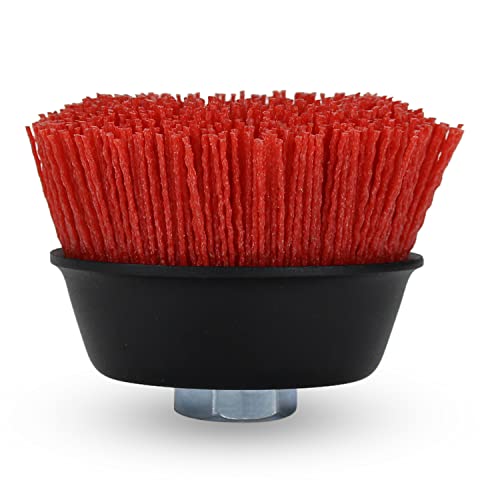 BHA 4" Abrasive Filament Nylon Bristle Cup Brush, 5/8-11 Threat Arbor - Red (120 Grit)