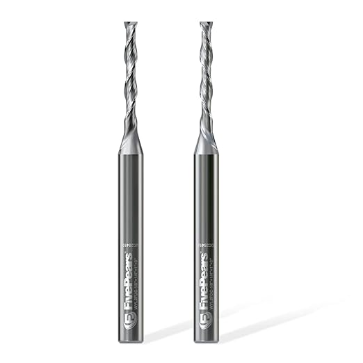 FivePears Up&Down Cut Spiral Router Bits Set for CNC, 1/8 inch Cutting Diameter and 1 inch Cutting Length 1/4 inch Shank Carbide End Mill Router Bit for Wood Carving Engraving Grinding Grooving